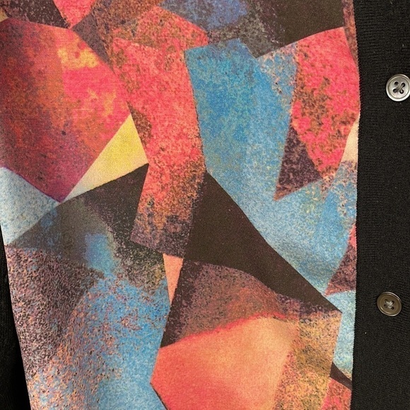 Neiman Marcus The Cashmere Collection Silk Cashmere Abstract Cardigan Black M - Picture 3 of 12